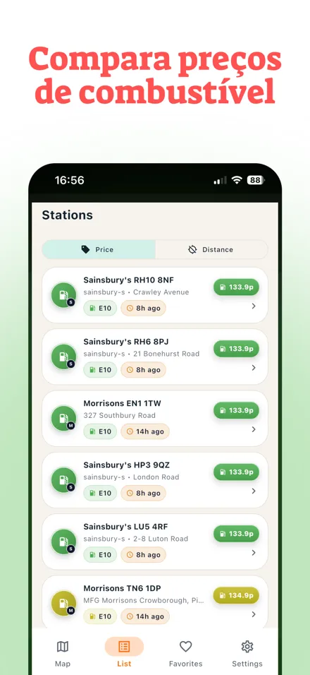 Compare preços de combustível