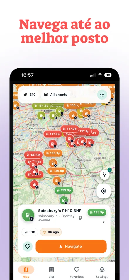 Navegue até ao melhor posto